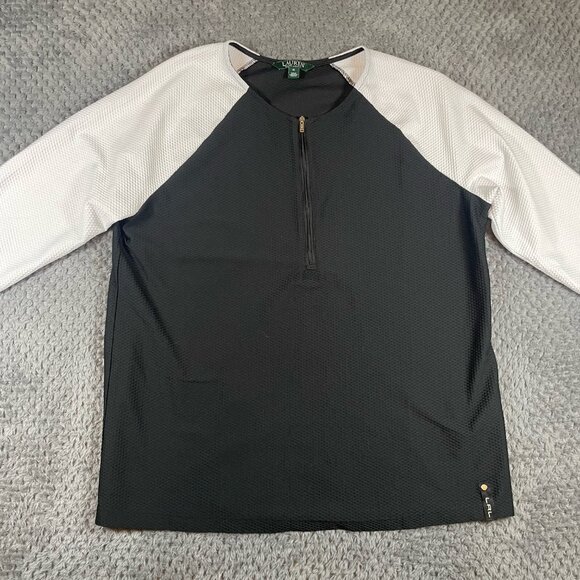 Lauren Ralph Lauren Womens Colorblock Pullover Top Size 1X Athletic Mesh 1/4 Zip - Picture 2 of 7